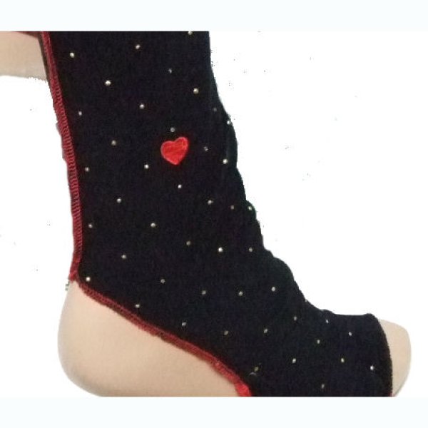 画像2: Annie FINK　ニーハイレギング　ベロア　ブラック　スタッズ (2)