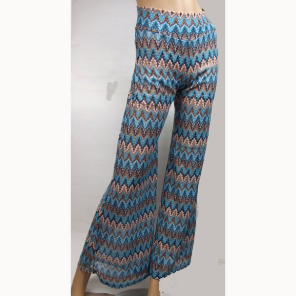 画像2: ★セール★see　you　Monday　プリント　ロングパンツ(上部裏付き）　P4504　TEAL (2)