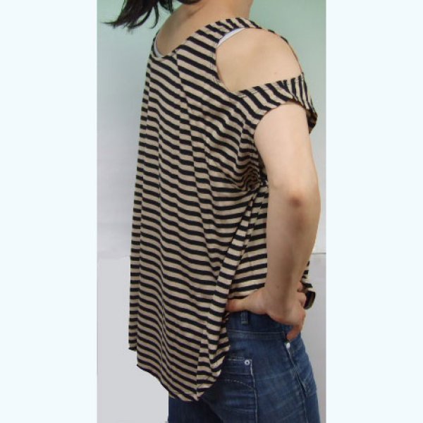 画像2: LA直輸入【Lａｎｉ】　オープンショルダー　ストライプTOP　8466　 (2)