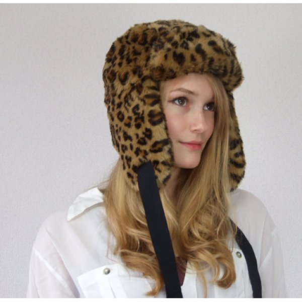 画像1: Hat Attackハットアタック　All faux fur trapper　bnk115-leopard (1)