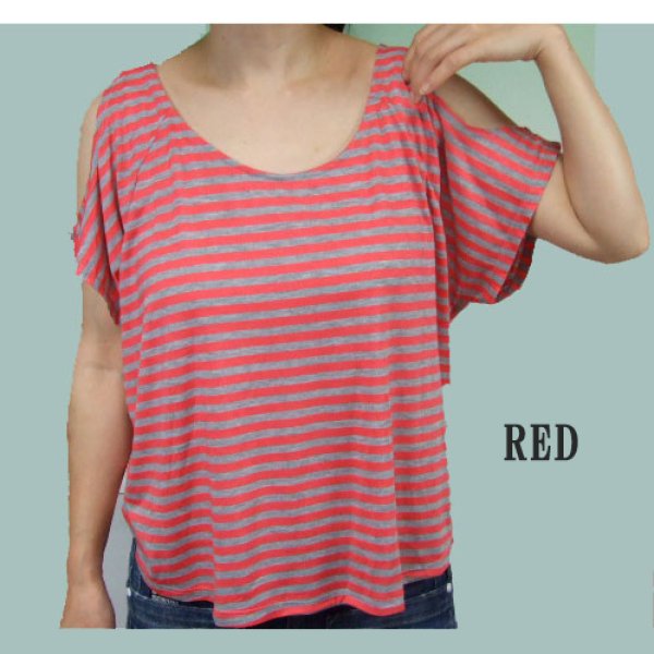 画像3: LA直輸入【Lａｎｉ】　オープンショルダー　ストライプTOP　8466　 (3)