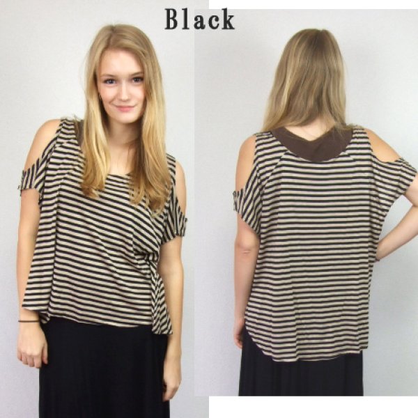 画像4: LA直輸入【Lａｎｉ】　オープンショルダー　ストライプTOP　8466　 (4)