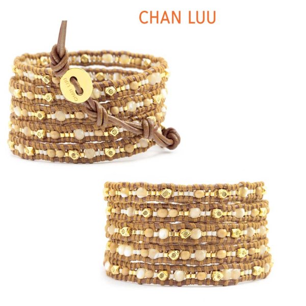 画像2: 【NEW】CHAN LUU　セレブ愛用 Antique Bone Mix Wrap Bracelet on Henna Leather BGZ4356 (2)