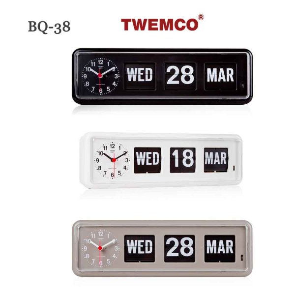 画像1: TWEMCO　トゥエンコ　デジタルカレンダークロック　パタパタ時計　置き・掛け兼用bq-38 (1)