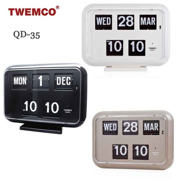 画像1: TWEMCO　トゥエンコ　デジタルカレンダークロック　パタパタ時計　置き・掛け兼用qd-35 (1)