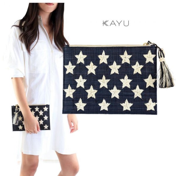 画像1: (KAYU) Star Pouch 1050　スターを編み込んだクラッチBlack (1)