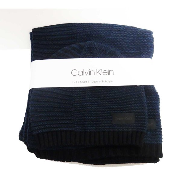 画像4: (Calvin Klein)Men's  ビーニーとマフラーのギフトセットHKS-3264-410Navy/BK (4)