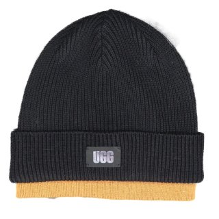 即納UGG ユニセックス ダブルカフ ビーニー 101093 Black org.jpg