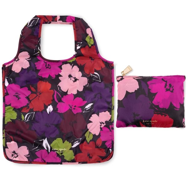 画像1: (Kate spade new york) PAINTERLY BLOOMS reusable　shopping tote（ポーチ付き）246746 (1)