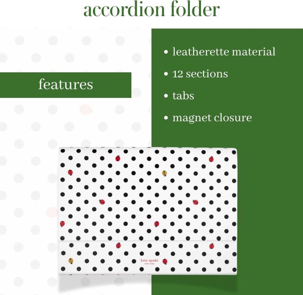 画像4: (Kate spade new york)　アコーディオン　12ポケットファイルボックスPVCレザーLadybug Dot240540 (4)