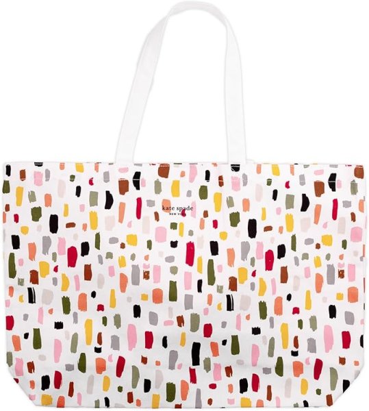 画像1: (Kate spade new york)　Painferly Strakes Lage CANBAS BOOK TOTE 256040 (1)