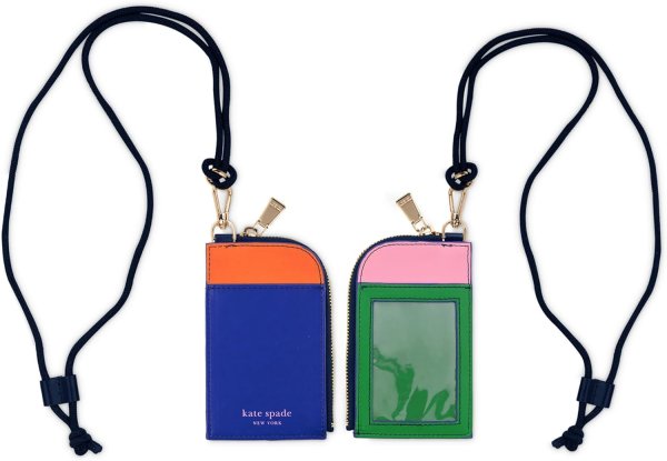 画像1: (Kate spade new york)　CalorBlock  I.D HOLDERジップポケット付きストラップ付き 256058 (1)