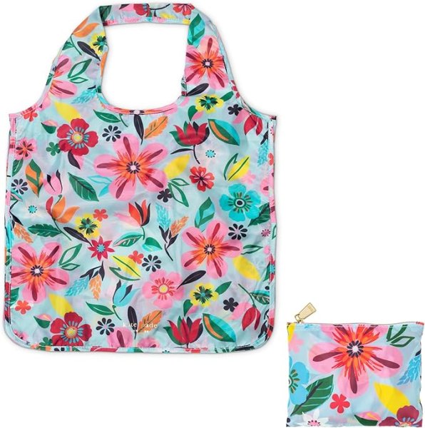 画像1: (Kate spade new york) Safari Floral  reusable　shopping tote（ポーチ付き）256081 (1)