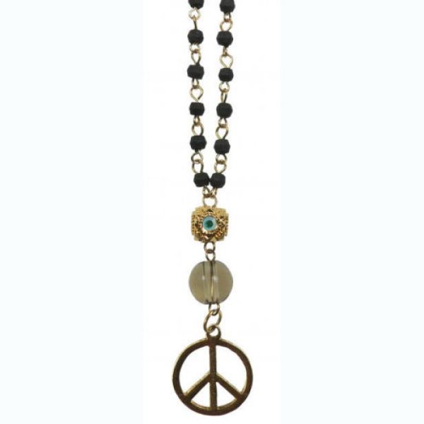 画像1: 【iluck】 セレブ愛用 Bead necklace with eye and PEACE TW017 (1)